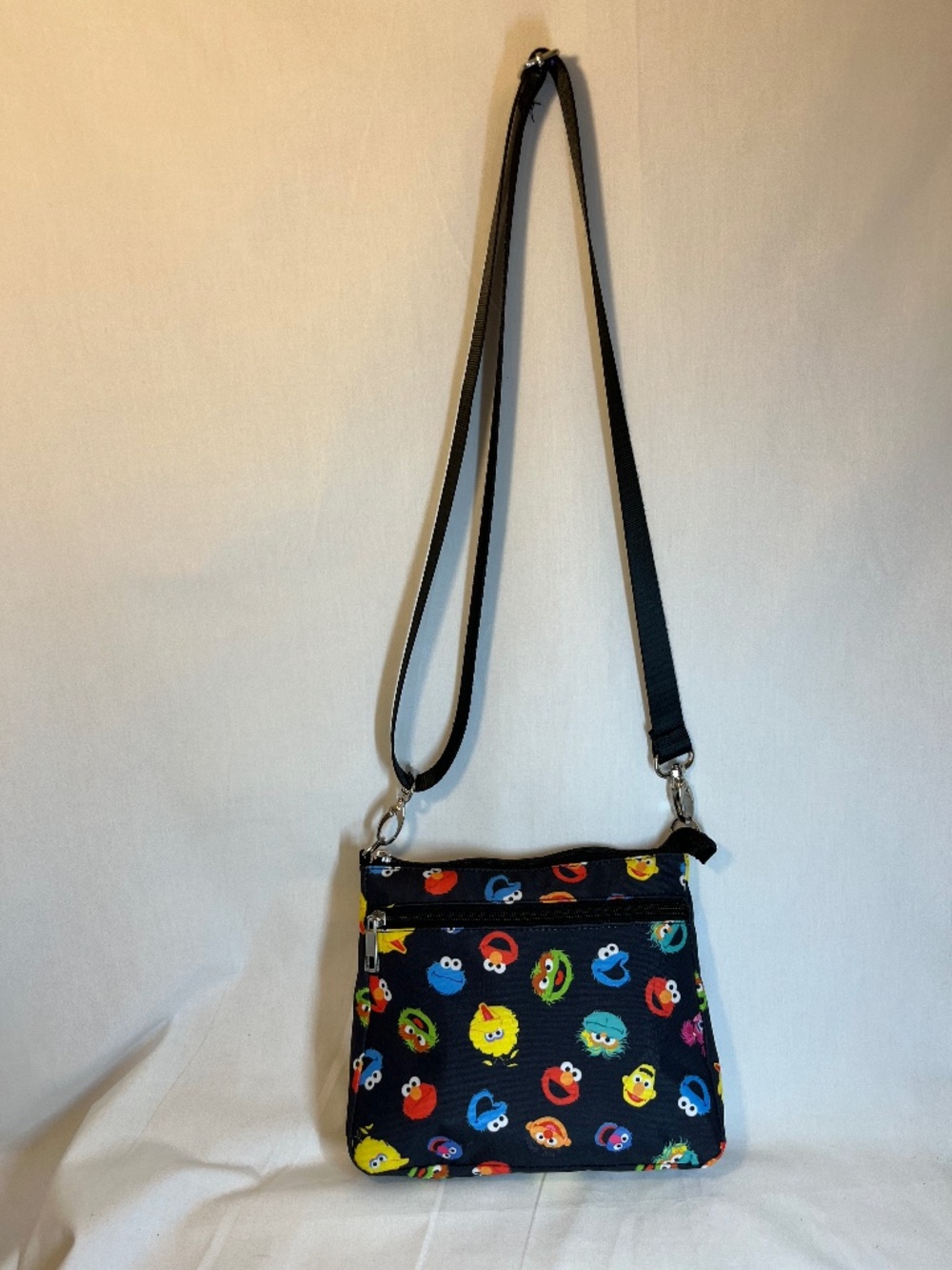 Vintage SESAME STREET Black Print Messenger Bag New